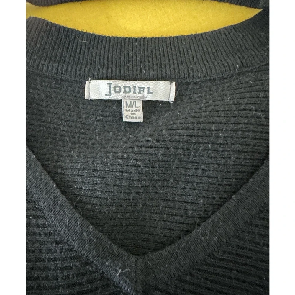 Jodifl Black Ribbed Choker Neck Cutout Oversized Sweater Women's L